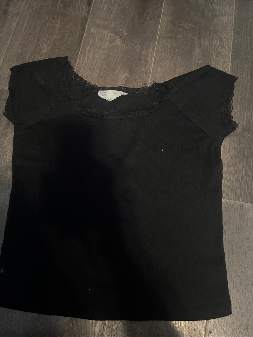 Pink Republic Black Lace-Trim Crop Top